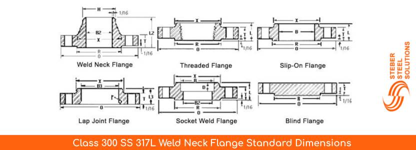 Class 300 SS 317L Weld Neck Flange Standard Dimensions