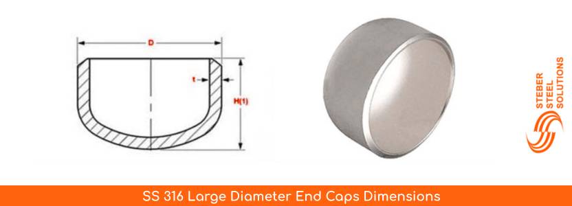 SS 316 Large Diameter End Caps Dimensions
